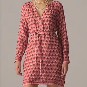 j crew tie front pleated dress J.Crew Women's Pleated contrast-stitch side-tie mini dress in linen blend (Size 16)
